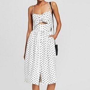 2/$15 - Active USA Mini White Polka Dot Fit & Flare Mini Dress
